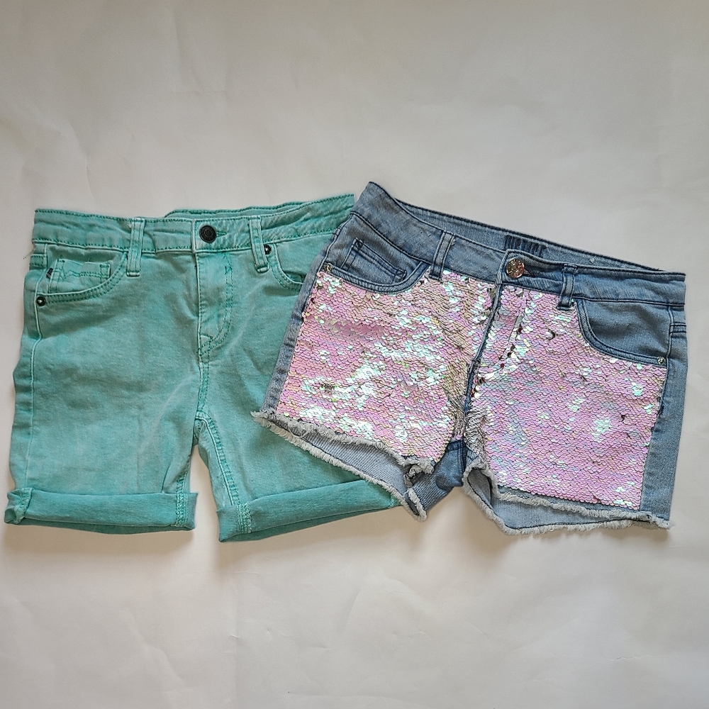 2 girls shorts Justice sequin and Vigoss, sz 12/14